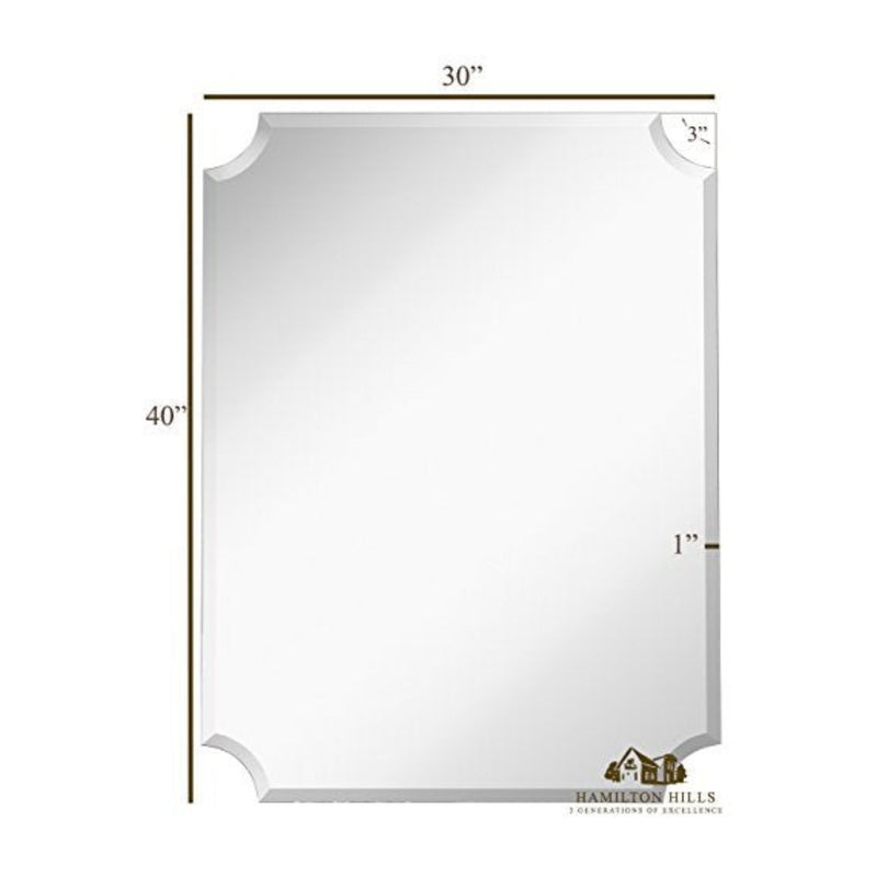 Large Beveled Scalloped Edge Rectangular Wall Mirror (30" x 40")