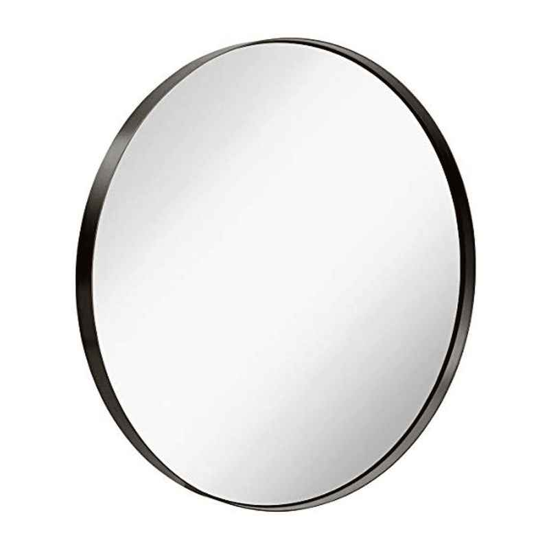Contemporary Brushed Metal Bronze Wall Mirror (30" Round)