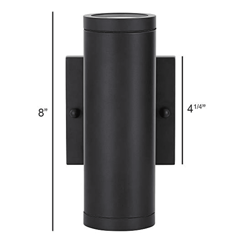 8" Dual Up and Down Black Mini Outdoor Cylinder LED Wall Light Exterior Outside Lighting