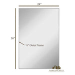 Silver Brushed Metal Vanity Mirror Simple Edge Mirrors 24"x36"
