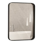 Contemporary Brushed Metal Wall Mirror | Glass Panel Bronze Framed Rounded Corner Deep Set Design (16" x 24")