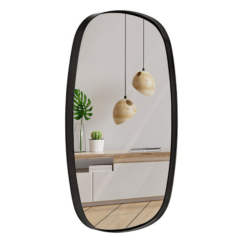 Contemporary Brushed Metal Oblong Wall Mirror (24