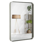 Contemporary Brushed Bronze Metal Wall Mirror Rounded Corner